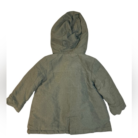 Tahari Olive Green Hooded Coat with Faux Fur Trim 12M - Picture 5 of 7